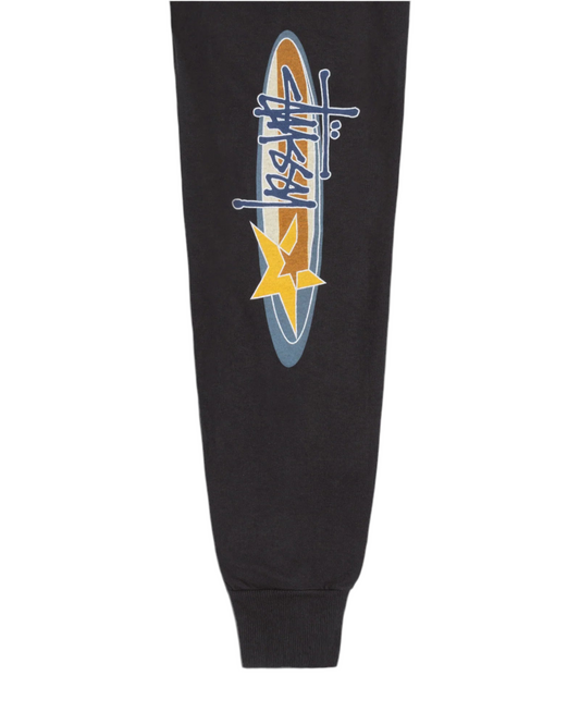 Two Star Pig. Dyed LS Tee, Faded Black