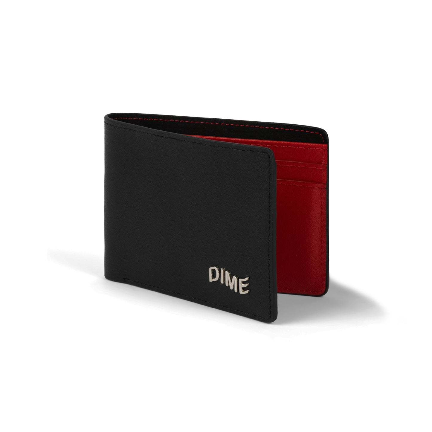 Leather BiFold Wallet, Black/Cherry