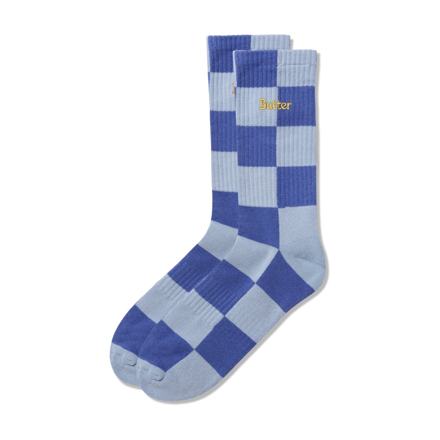 Checkered Socks, Powder Blue