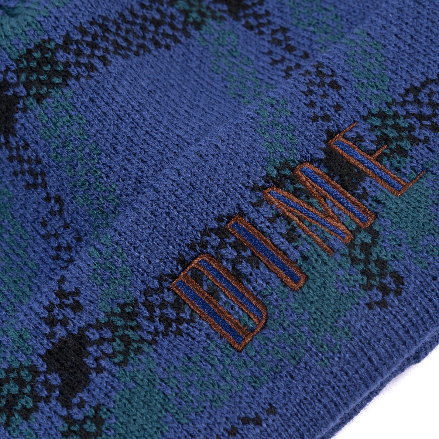 Wavy Plaid Cuff Beanie, Teal