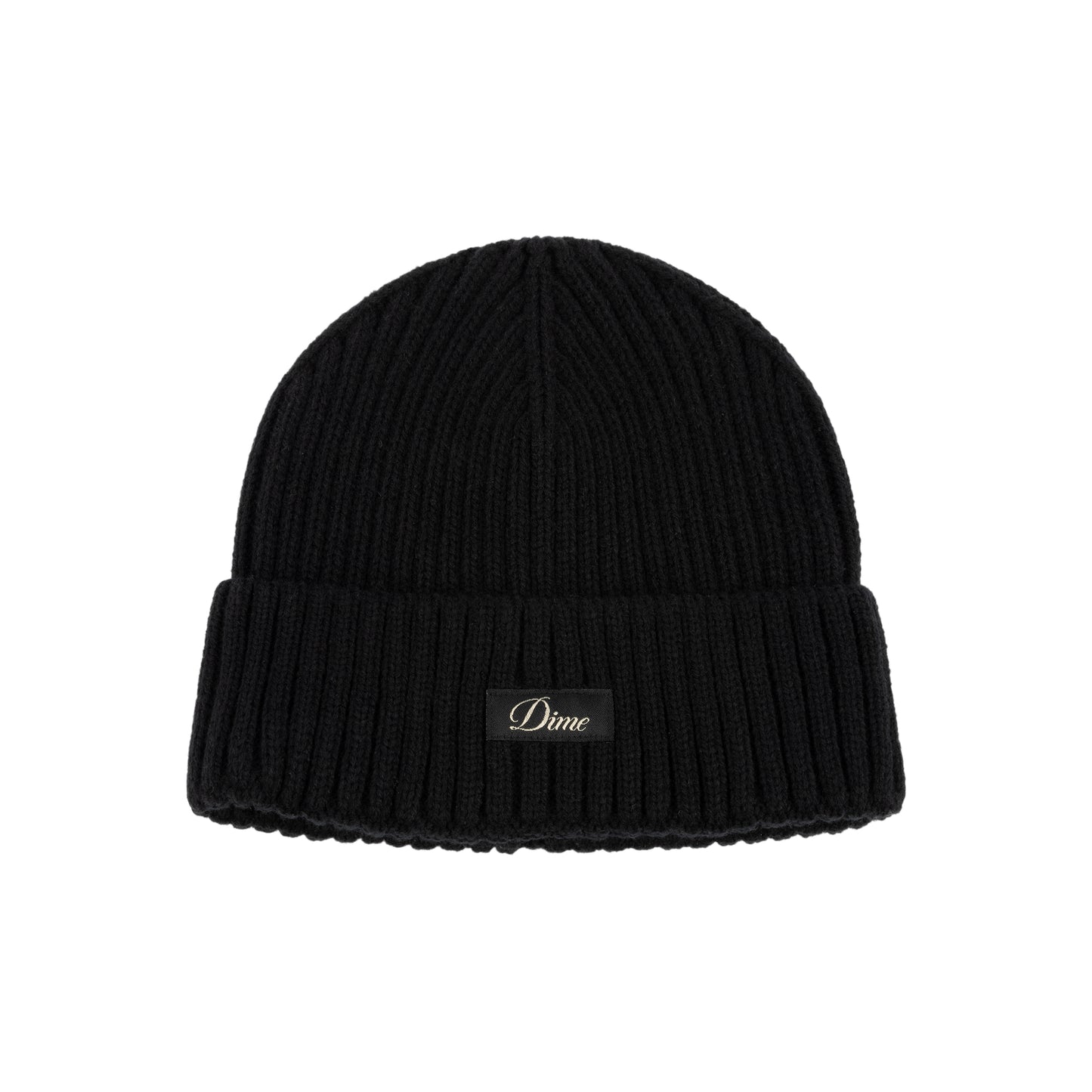 Cursive Rib Beanie, Black