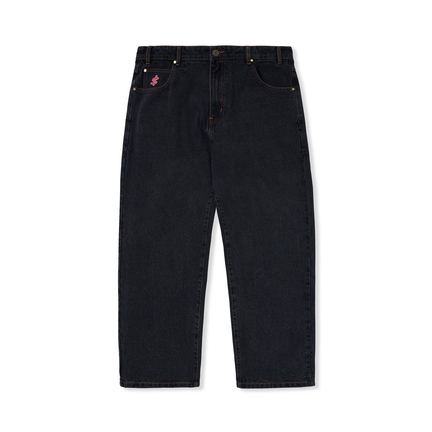 Logo Baggy Denim Jeans, Black