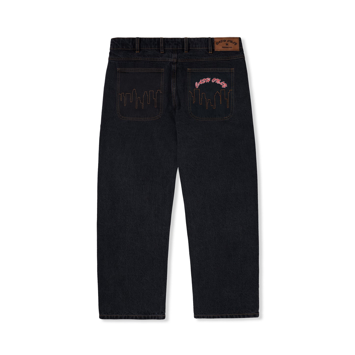 Logo Baggy Denim Jeans, Black
