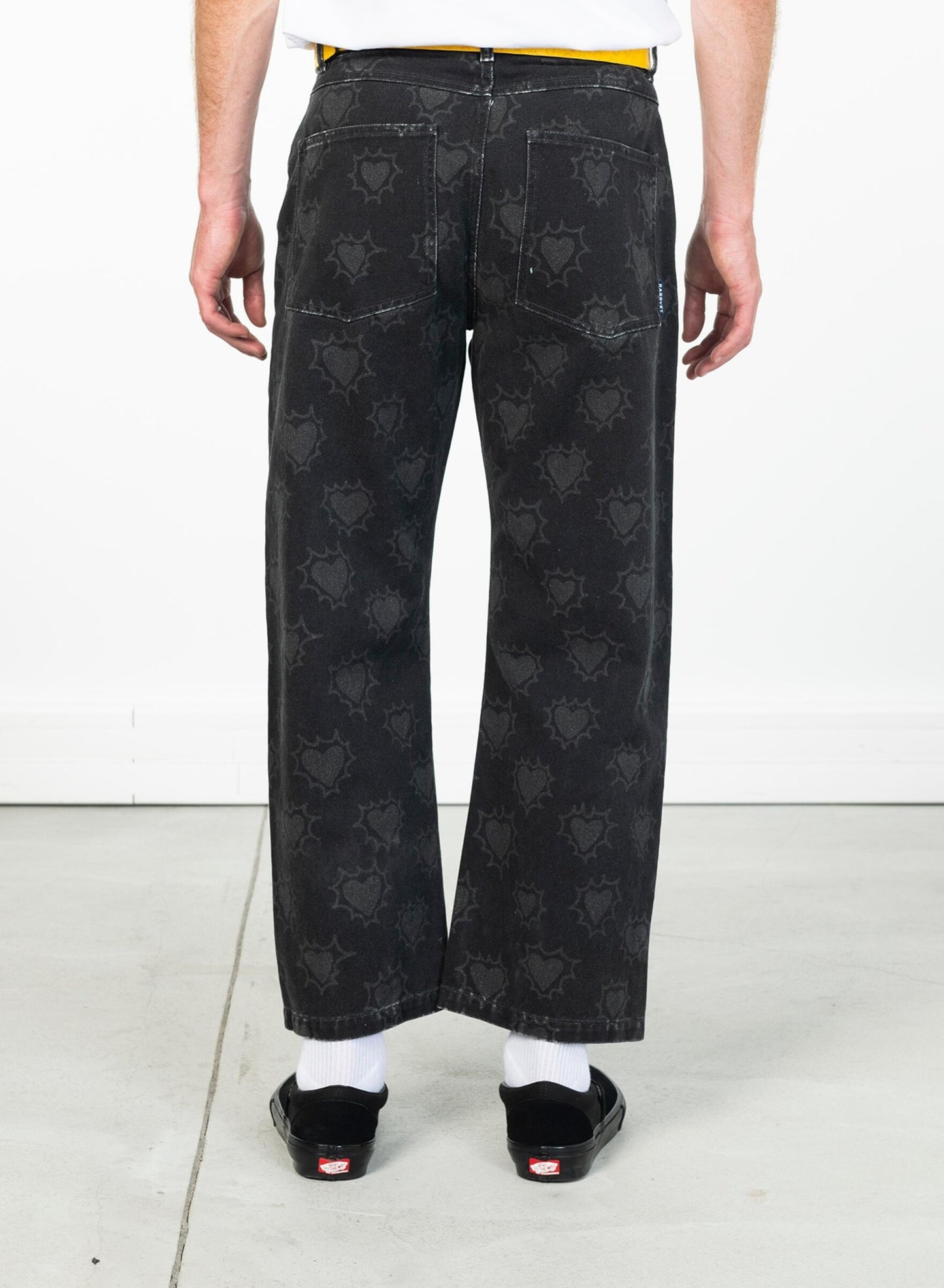Hearts Print Denim Trouser, Black