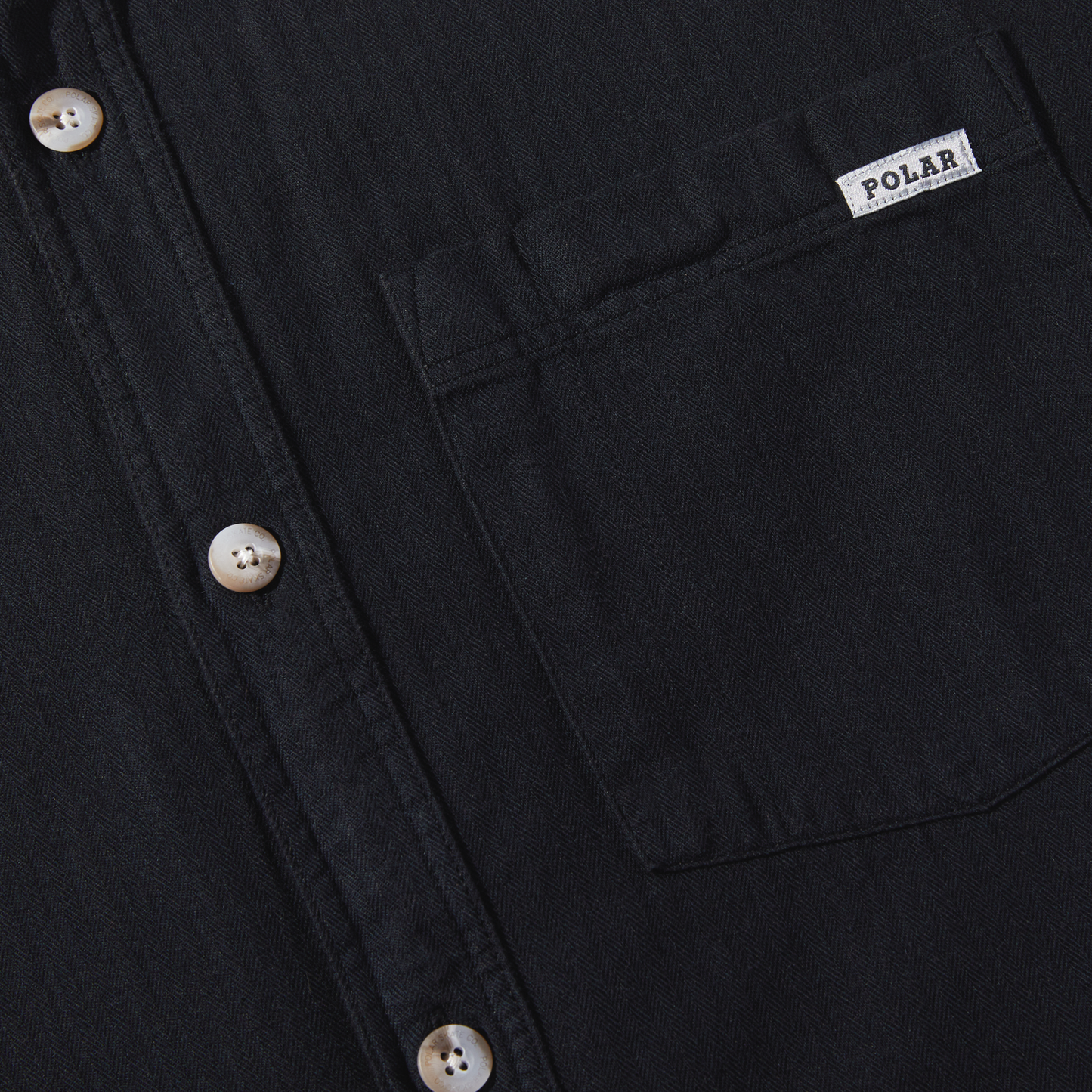 Mitchell Herringbone LS Shirt, Black