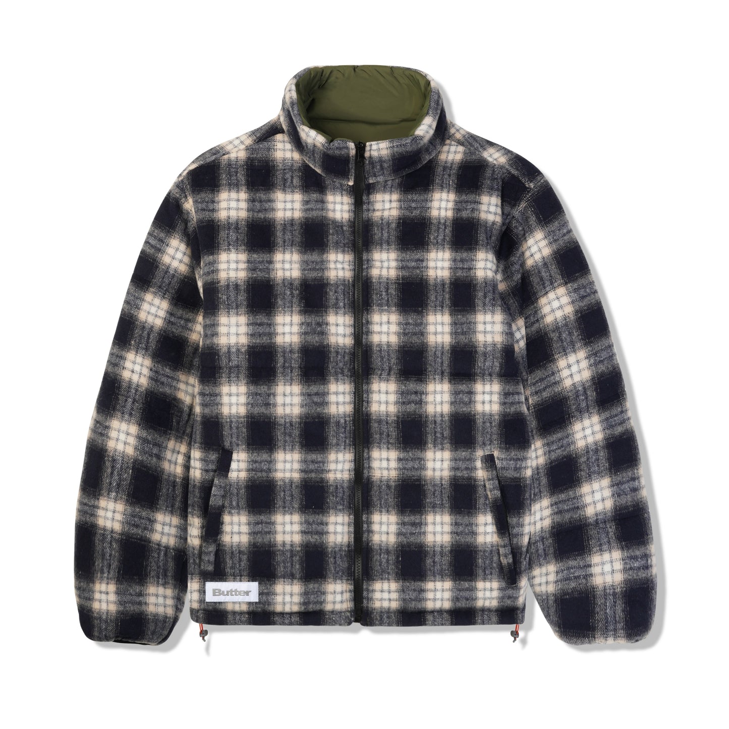 Reversible Plaid Puffer Jacket, Navy