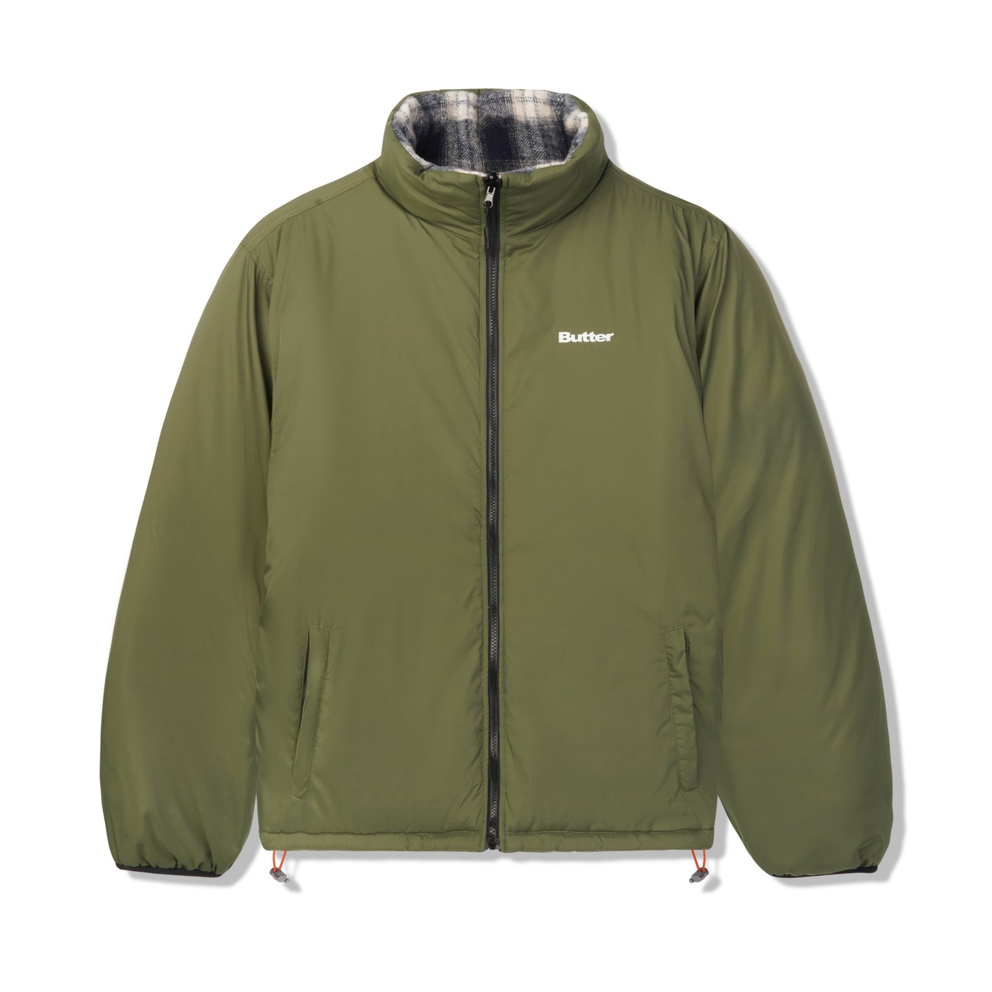 Reversible Plaid Puffer Jacket, Navy