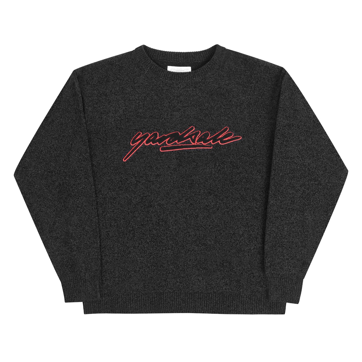 Script Chenille Knit Crew, Black