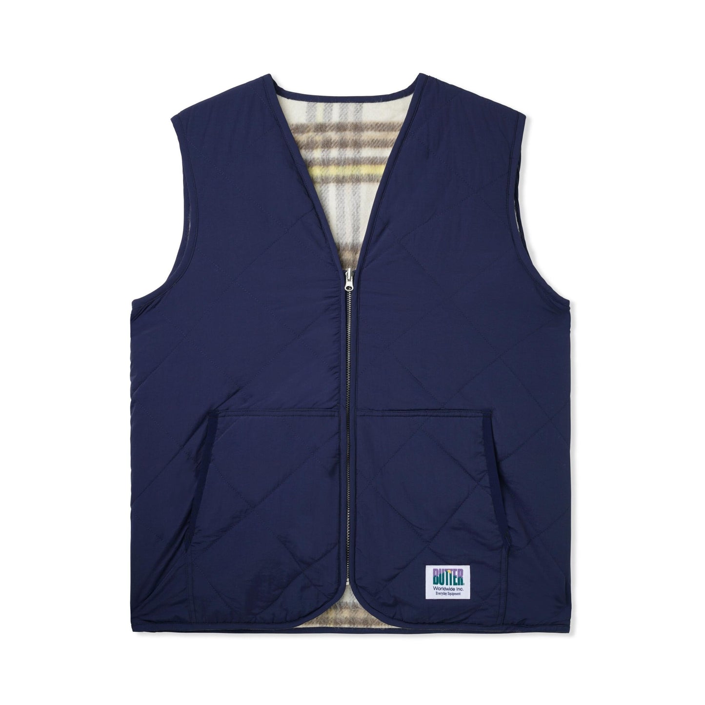 Reversible Hairy Vest, Navy