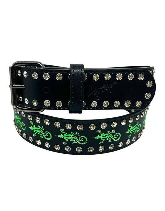 Gecko Rhinestone Belt, Black