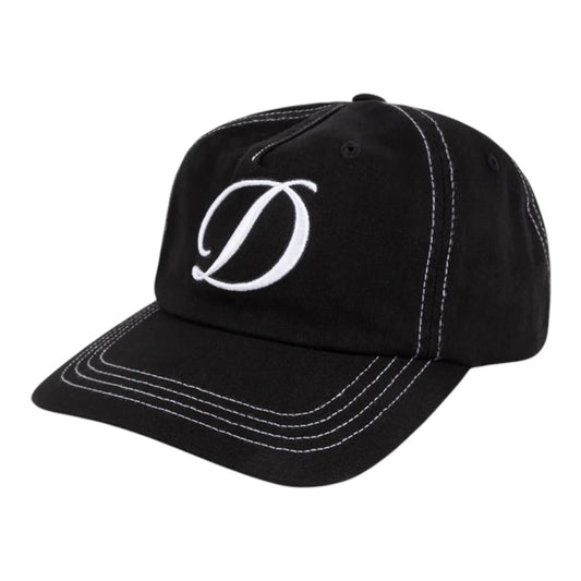 Cursive Denim Worker Cap, Black