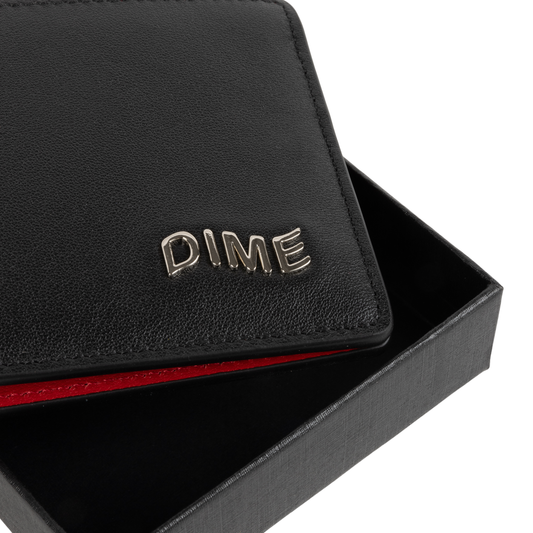Leather BiFold Wallet, Black/Cherry