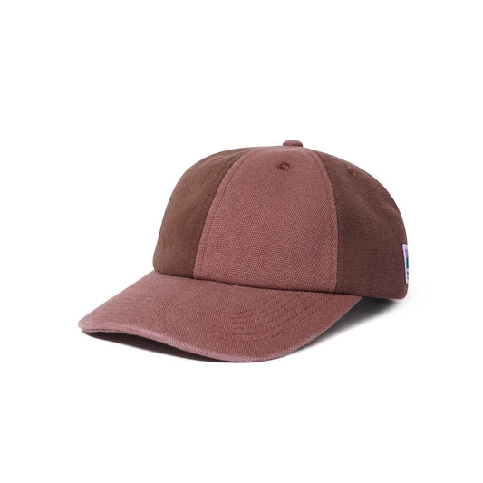 Canvas Patchwork 6 Panel Cap, Washed Burgundy