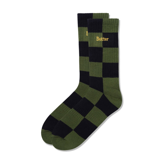 Checkered Socks, Black/Sage