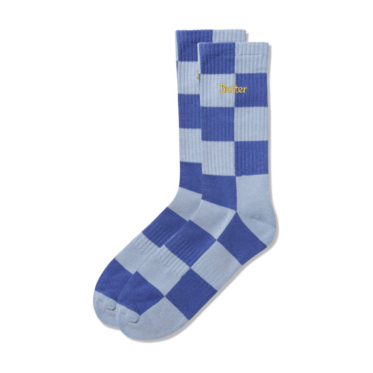Checkered Socks, Powder Blue