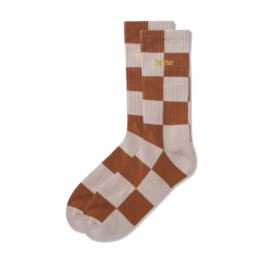 Checkered Socks, Sand/Brown