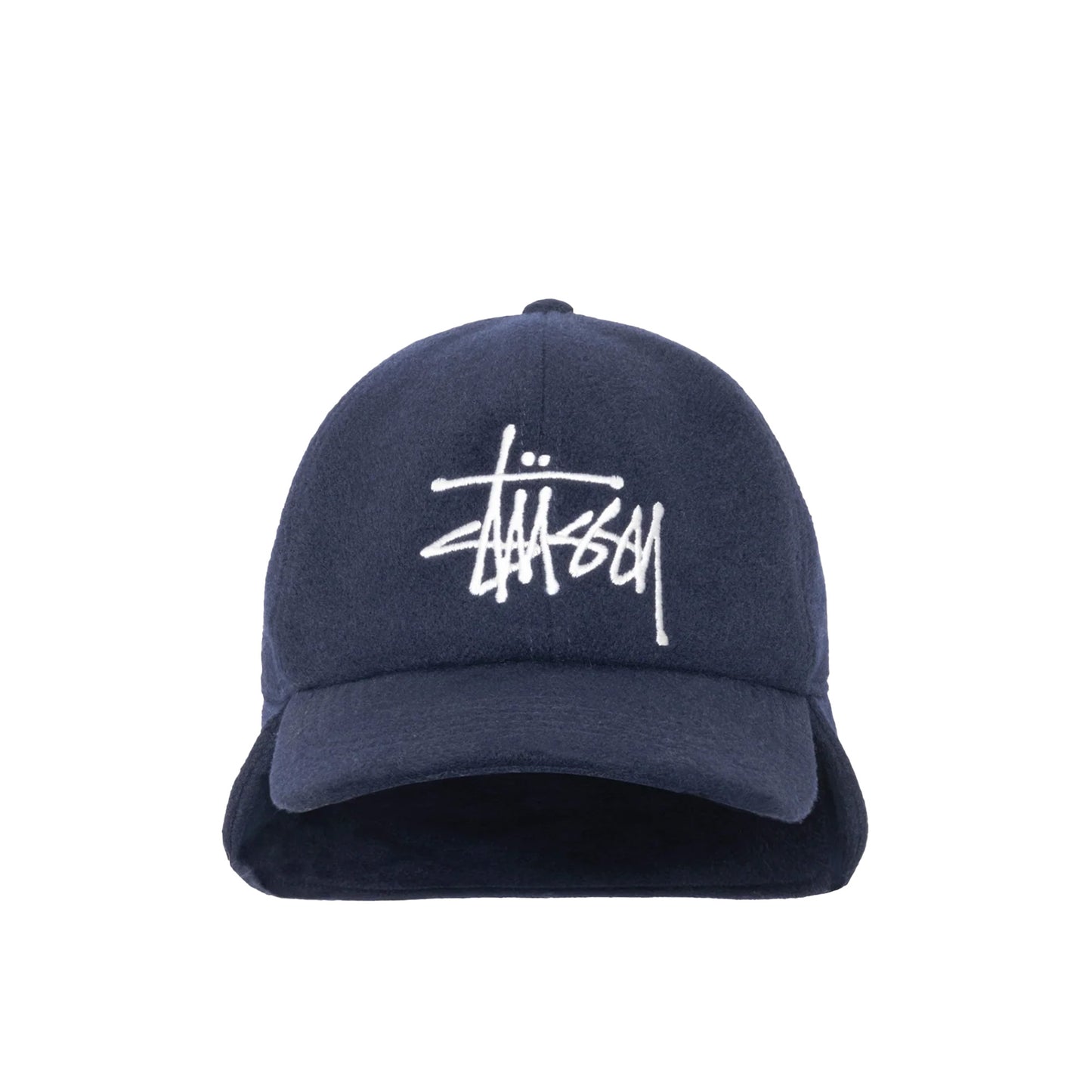 Ear Flap Wool Crown Cap, Navy