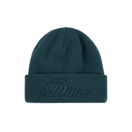 Cursive Fold Beanie, Teal