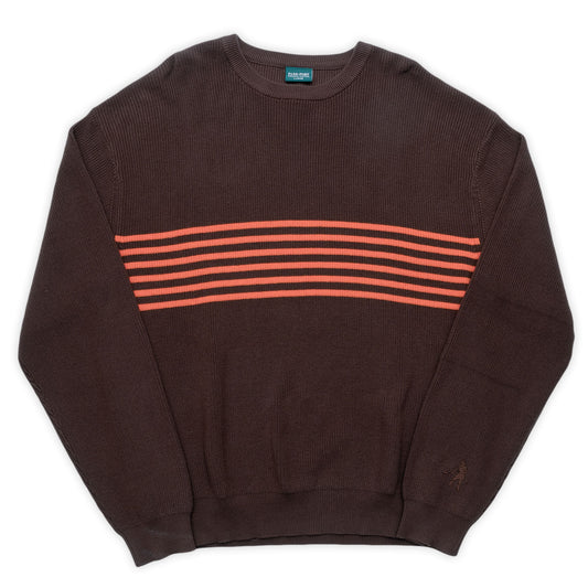 Organic Cotton Stripe Knit Sweater, Chocolate