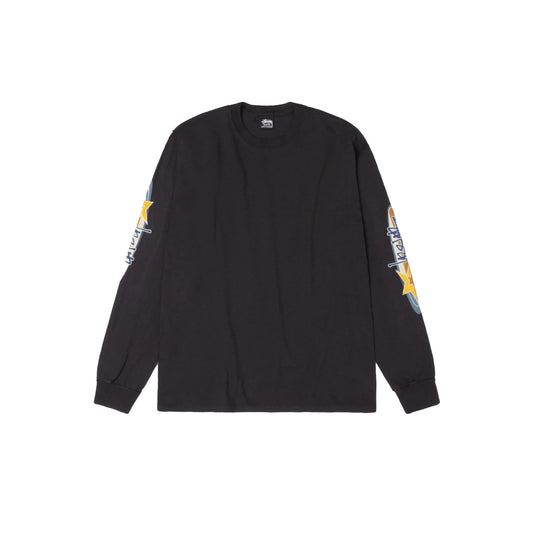 Two Star Pig. Dyed LS Tee, Faded Black