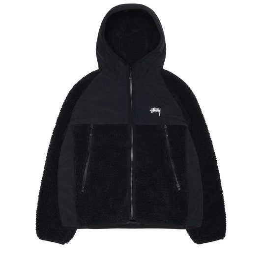 Sherpa Paneled Hood Jacket, Black