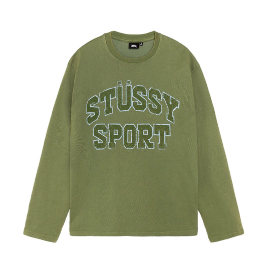 2 Tone Mesh Long Sleeve Crew, Green