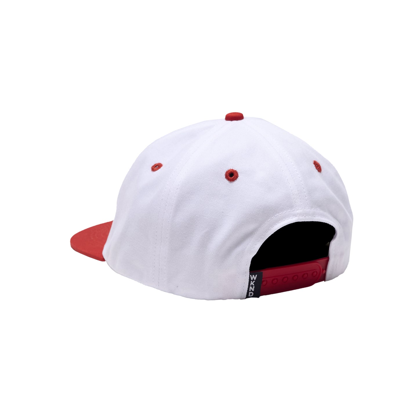 Fishbone 6 Panel Cap, White/Red